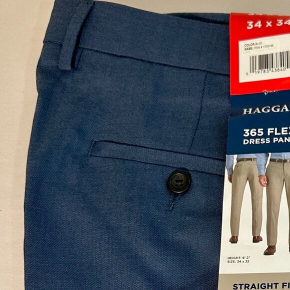 Haggar 365 Flex Dress Pant Men's Size 34X34 Blue Stretch Comfort Straight Fit - Picture 7 of 9